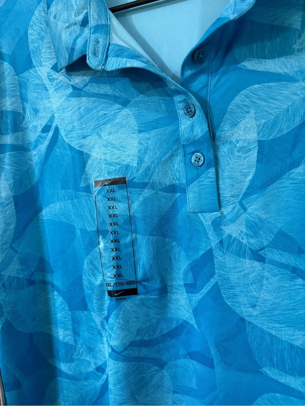 Nike Blue Leaf-Print Dri-FIT Polo